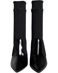 Dolce & Gabbana - Stretch Stilettos Booties Socks Shoes Nylon Calf Leather Elastane - Lyst