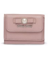Miu Miu Small Madras Leather Wallet - Pink