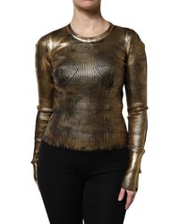 Dolce & Gabbana - Metallic Ribbed Knit Pullover - Lyst