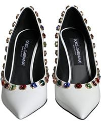 Dolce & Gabbana - Crystal Leather High Heels Pumps Shoes Calf - Lyst