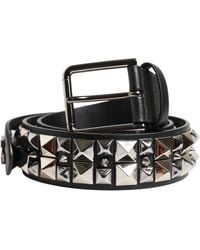 Dolce & Gabbana - Calf Leather Studded Buckle Belt - Lyst