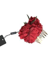 Dolce & Gabbana - Silk Floral Brass Hair Comb - Lyst