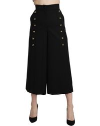 Dolce & Gabbana - Wide Wool Leg Cropped Trouser Pant - Lyst