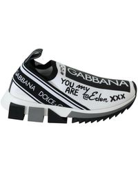 Dolce & Gabbana Black Logo Sorrento Trainers Shoes - White