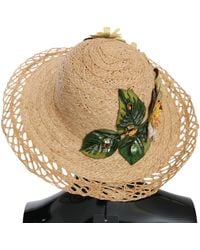 Dolce & Gabbana - Wide Brim Floral Bucket Capello Hat - Lyst