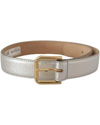 Dolce & Gabbana - Elegant Leather Belt With Engraved Buckle - Lyst