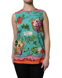 Dolce & Gabbana - Floral Silk Sleeveless Tank Top - Lyst