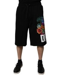 Dolce & Gabbana - Cotton Logo Floral Print Bermuda Shorts - Lyst