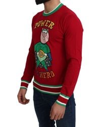 Dolce & Gabbana - Dolce Gabbana Red Wool Silk Pig Of The Year Sweater - Lyst