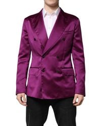 Dolce & Gabbana - Double Breasted Silk Blazer - Lyst