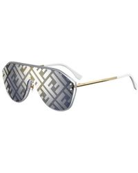 Fendi Blue Lens Classic Silver Sunglasses - Metallic
