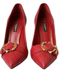 Dolce & Gabbana - Devotion Leather Heels Pumps Shoes - Lyst