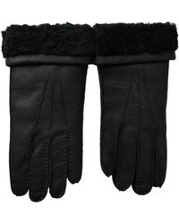 Dolce & Gabbana - Leather Fur Short Hands Gloves - Lyst