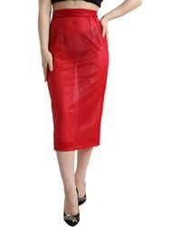 Dolce & Gabbana - Sheer High Waist Pencil Cut Midi Skirt - Lyst