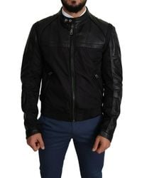 Dolce & Gabbana - Elegant Bomber With Leather Accents - Lyst