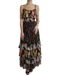 Dolce & Gabbana - Floral Chiffon Tiered Maxi Dress - Lyst
