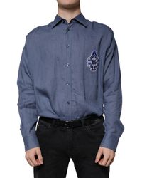 Dolce & Gabbana - Logo Long Sleeve Button Down Casual Shirt - Lyst