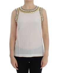 Dolce & Gabbana - Crystal Embellished Tank Top - Lyst