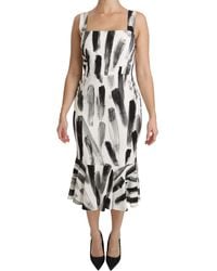 Dolce & Gabbana - Printed Sheath Midi Viscose Dress - Lyst