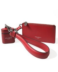 Dolce & Gabbana - Leather Metal Logo Strap Pouch Airpods Case - Lyst