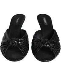 Dolce & Gabbana - Leather Heels Slides Sandals Shoes Python - Lyst
