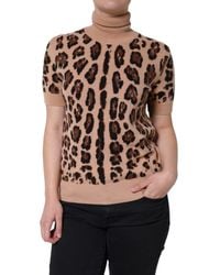 Dolce & Gabbana - Leopard Print Wool Turtleneck Top - Lyst