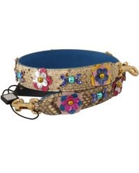 Dolce & Gabbana - Python Leather Floral Studded Shoulder Strap - Lyst