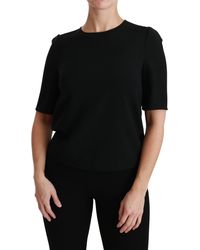 Dolce & Gabbana - Dolce Gabbana Black Short Sleeve Casual Top Stretch Blouse - Lyst