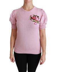 Dolce & Gabbana - Floral Embroidered Blouse Wool Top - Lyst