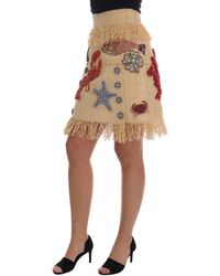 Dolce & Gabbana - Crystal Palm Fiber Skirt - Lyst