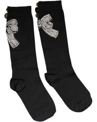 Dolce & Gabbana - Knit Floral Crystal Embellishment Socks - Lyst