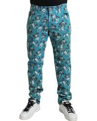 Dolce & Gabbana - Floral Print Skinny Cotton Denim Pants - Lyst