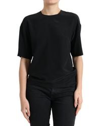 Dolce & Gabbana - Silk Round Neck Short Sleeve Blouse Top - Lyst