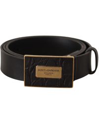 Dolce & Gabbana Leather Square Buckle Cintura Belt - Black