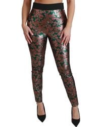 Dolce & Gabbana - Elegant Bronze Leaf Metallic Trousers - Lyst