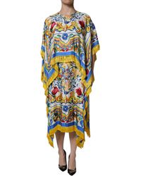 Dolce & Gabbana - Majolica Print Fringed Midi Dress - Lyst