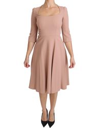 Dolce & Gabbana - 3/4 Sleeves A-line Viscose Dress - Lyst