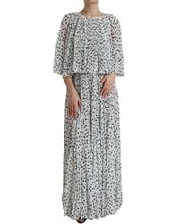 Dolce & Gabbana - Polka Dot A-Line Pleated Maxi Dress - Lyst