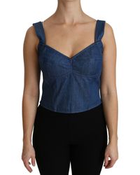 Dolce & Gabbana - Dolce Gabbana Sleeveless Bustier Blouse Cotton Top - Lyst