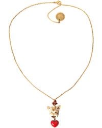 Dolce & Gabbana - Brass Chain Dog Heart Pendant Charm Necklace - Lyst