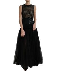 Dolce & Gabbana - Sequined Sleeveless Mesh Layered Gown Dress - Lyst