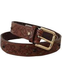 Dolce & Gabbana - Leather Floral Studded Metal Buckle Belt - Lyst