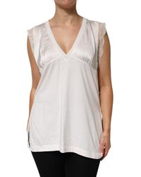 Pinko - Lace Trim Vneck Sleeveless Top - Lyst
