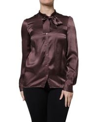 Dolce & Gabbana - Ascot Collar Silk Blouse Top - Lyst