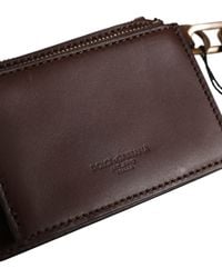 Dolce & Gabbana - Leather Logo Embossed Key Chain Coin Purse Wallet - Lyst
