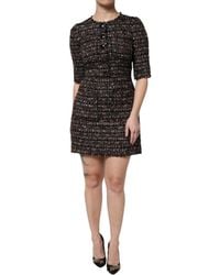 Dolce & Gabbana - Tweed Short Sleeves A-Line Mini Dress - Lyst