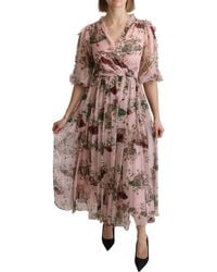 Dolce & Gabbana - Bengal Cat Print A-Line Maxi Silk Dress - Lyst
