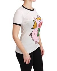 Dolce & Gabbana - Year Of The Pig Top Cotton T-Shirt - Lyst