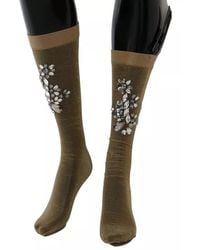 Dolce & Gabbana - Stretch Floral Clear Crystal Stocking Socks Nylon Clothing - Lyst