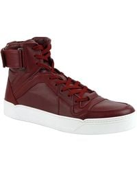 Gucci - High Top Strong Leather Sneakers With Strap - Lyst